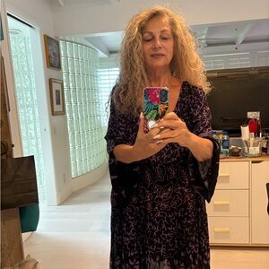 Purple and Black Batik Floral Dress